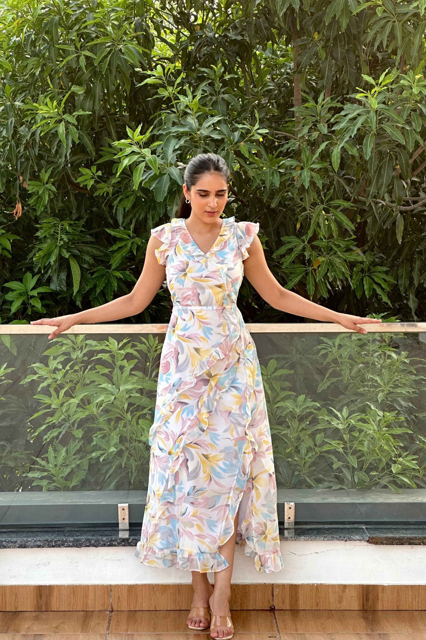 PRINCESS - Printed Frill Midi dress