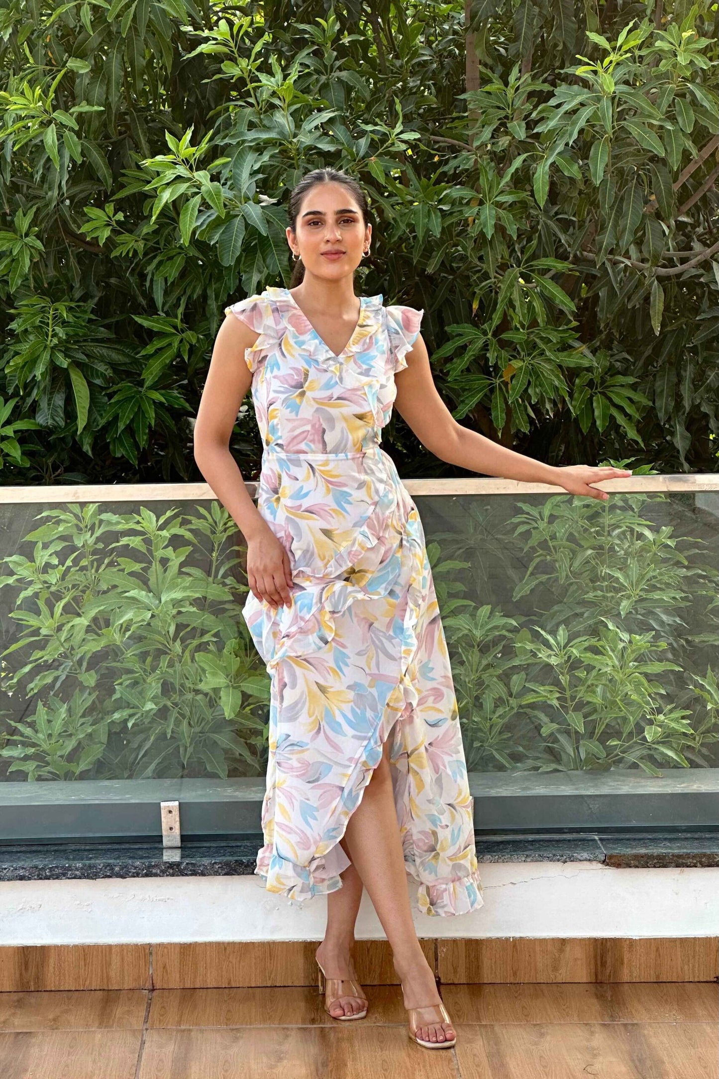 PRINCESS - Printed Frill Midi dress