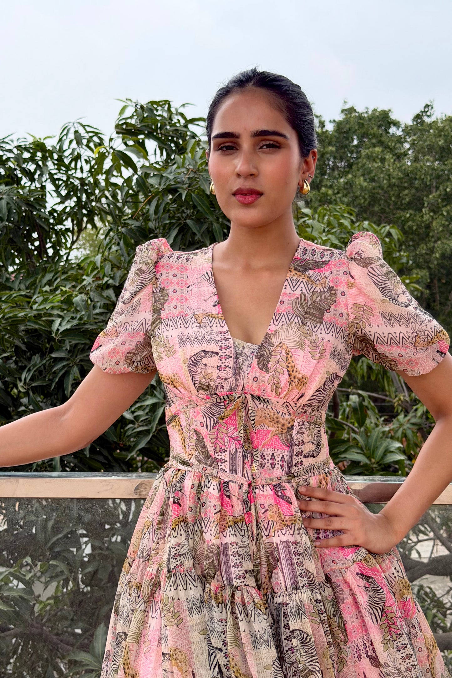 Rosé Bloom Georgette Mini Dress