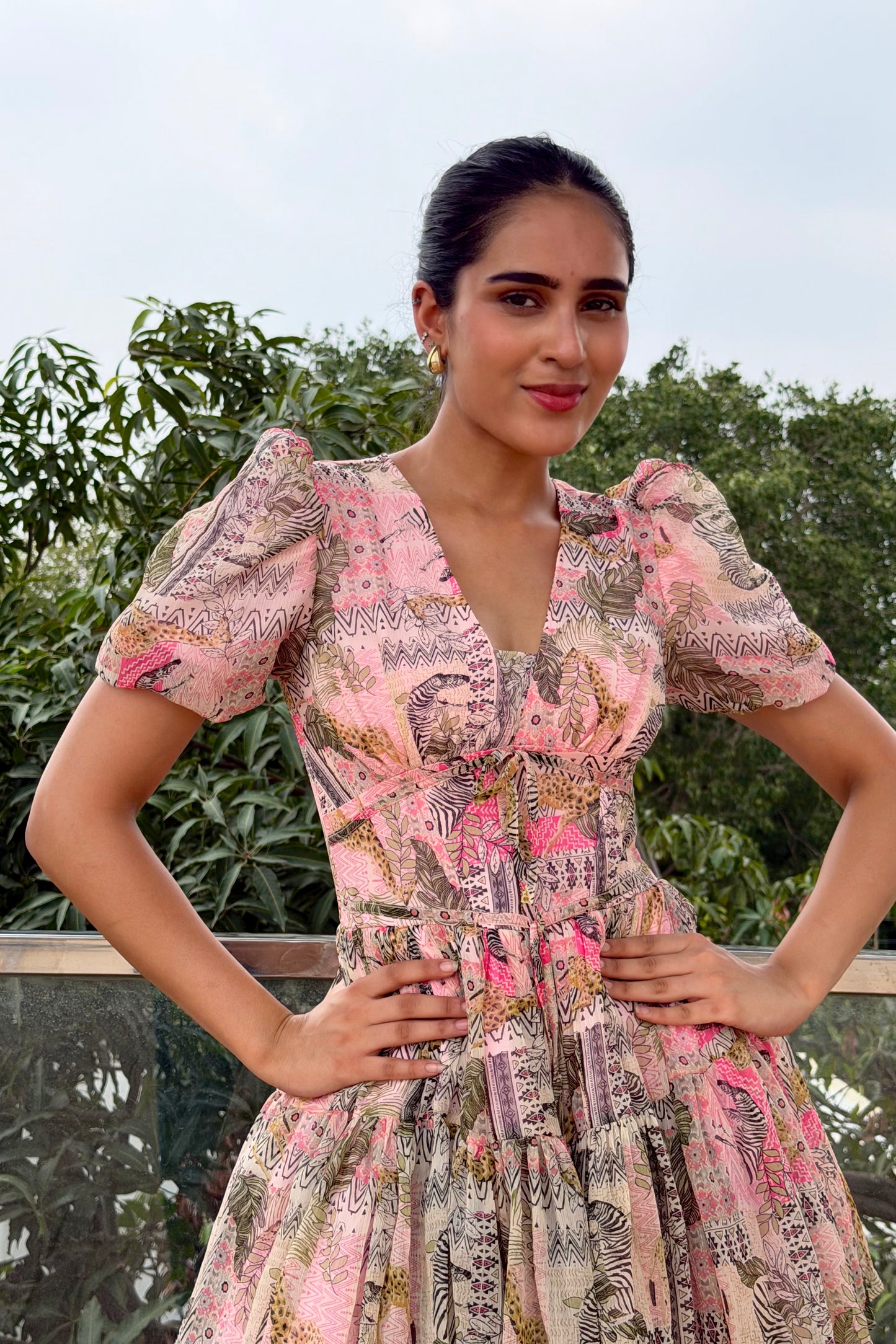 Rosé Bloom Georgette Mini Dress