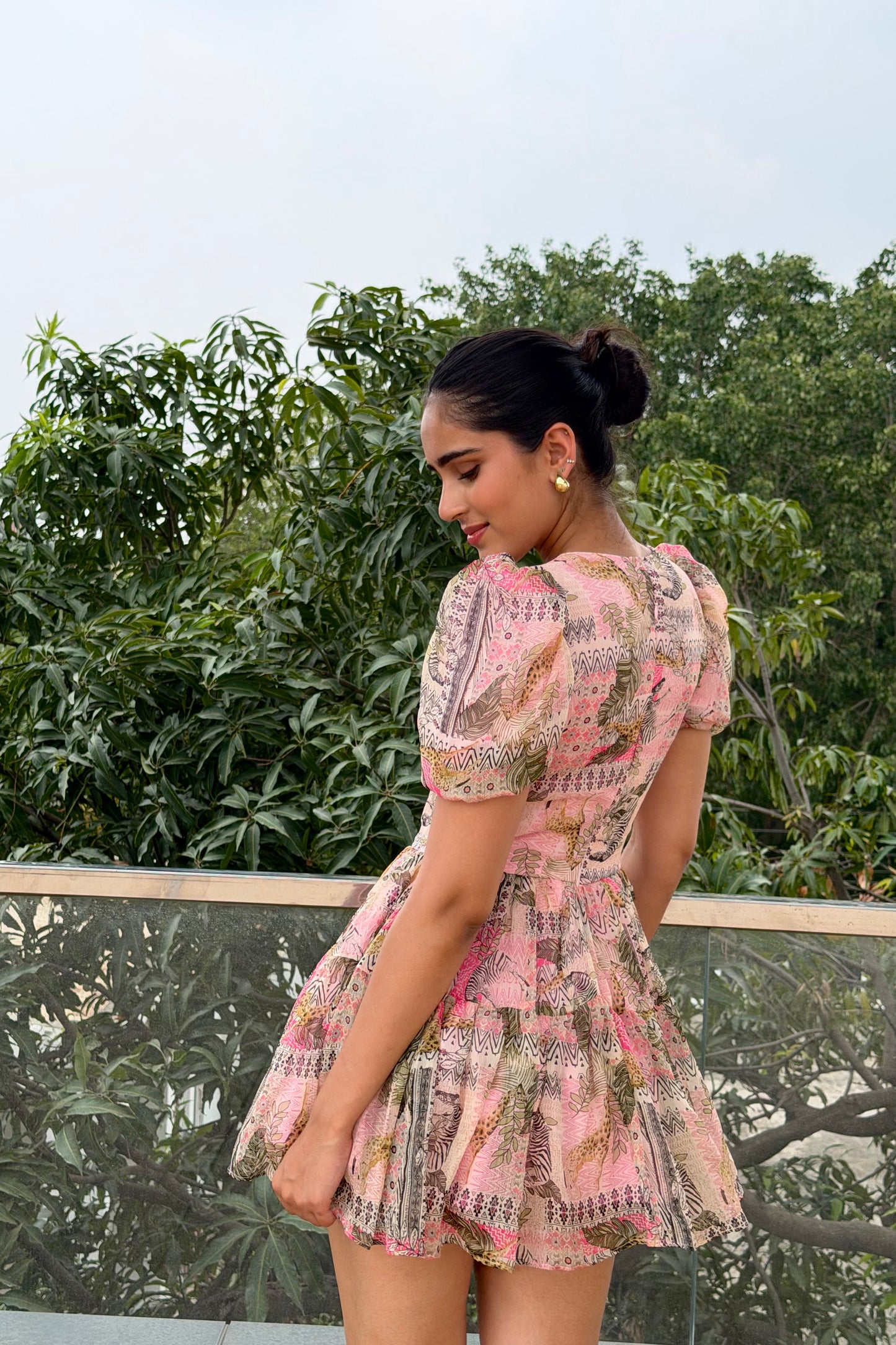 Rosé Bloom Georgette Mini Dress