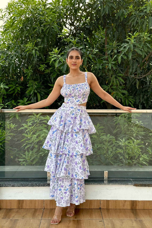 REGINA - Printed long frill Coord Set