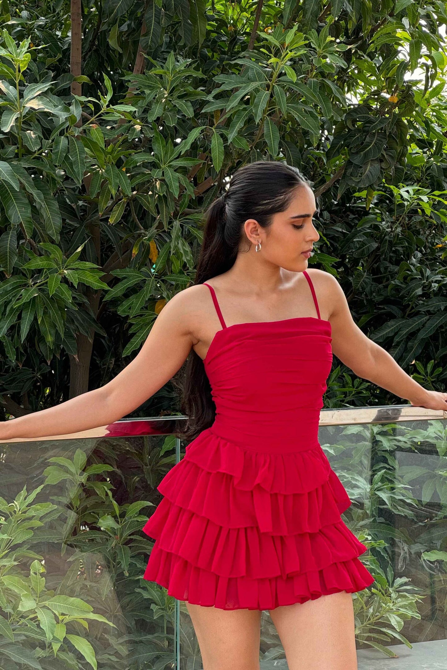 ROSE - Turkey Red Ruffle dress