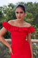 Scarlet Ruffle Cotton Mini Dress