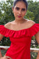 Scarlet Ruffle Cotton Mini Dress