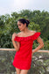 Scarlet Ruffle Cotton Mini Dress