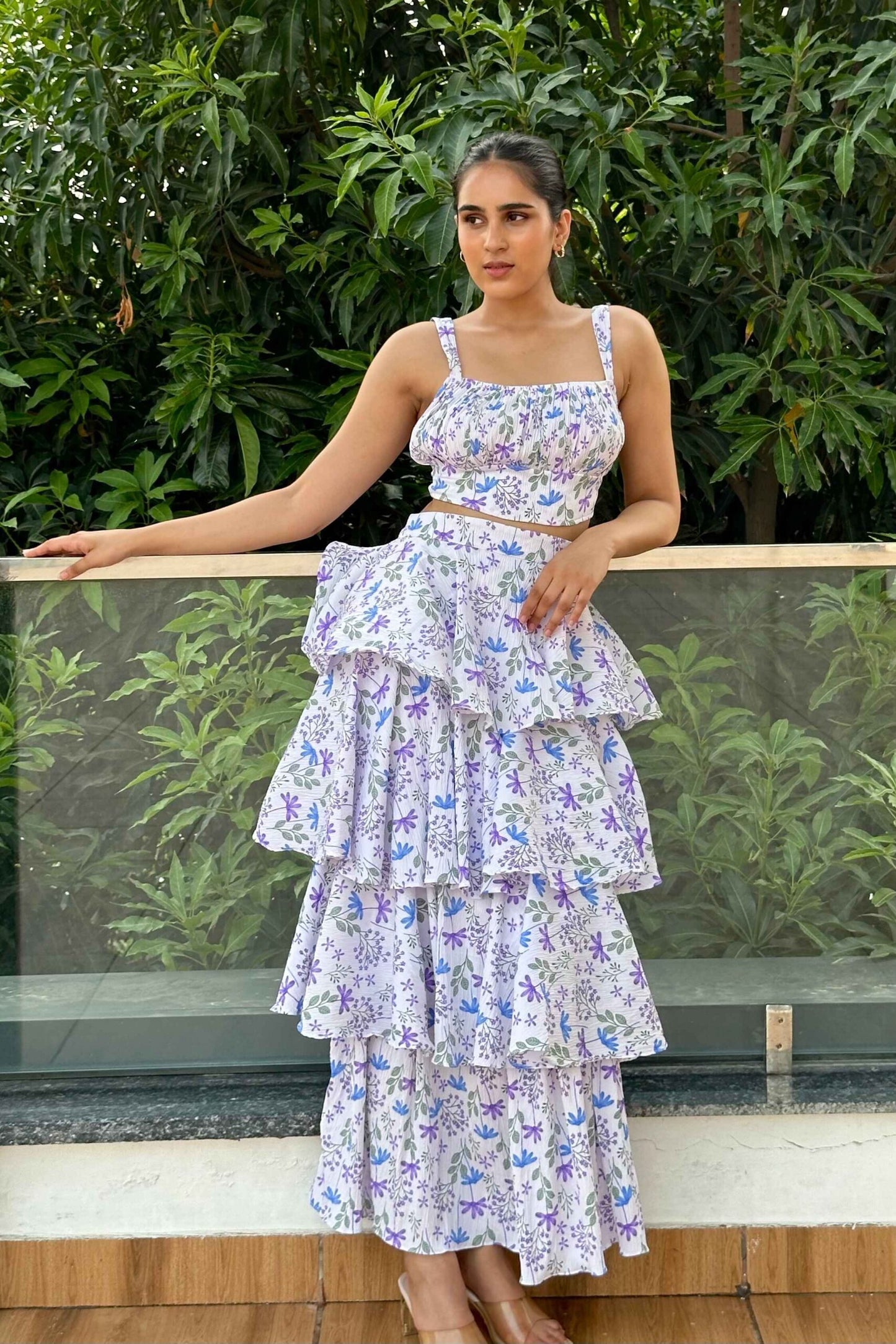 REGINA - Printed long frill Coord Set