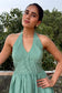 Green Gingham Halter Midi Dress