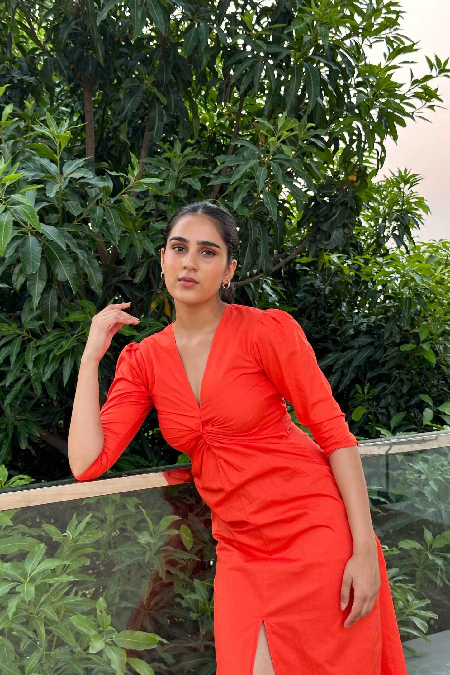 Queenie - COTTON Orange dress