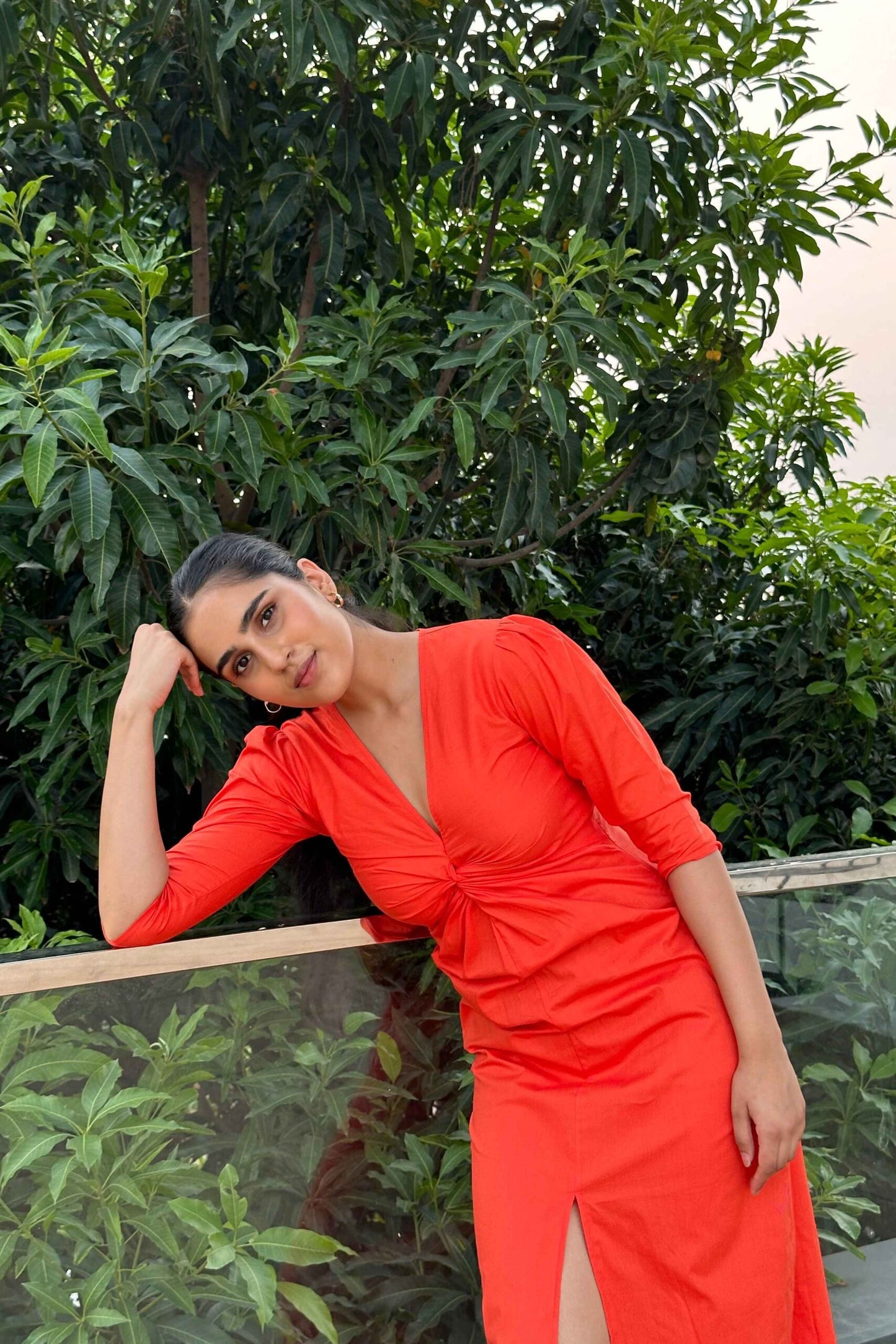 Queenie - COTTON Orange dress