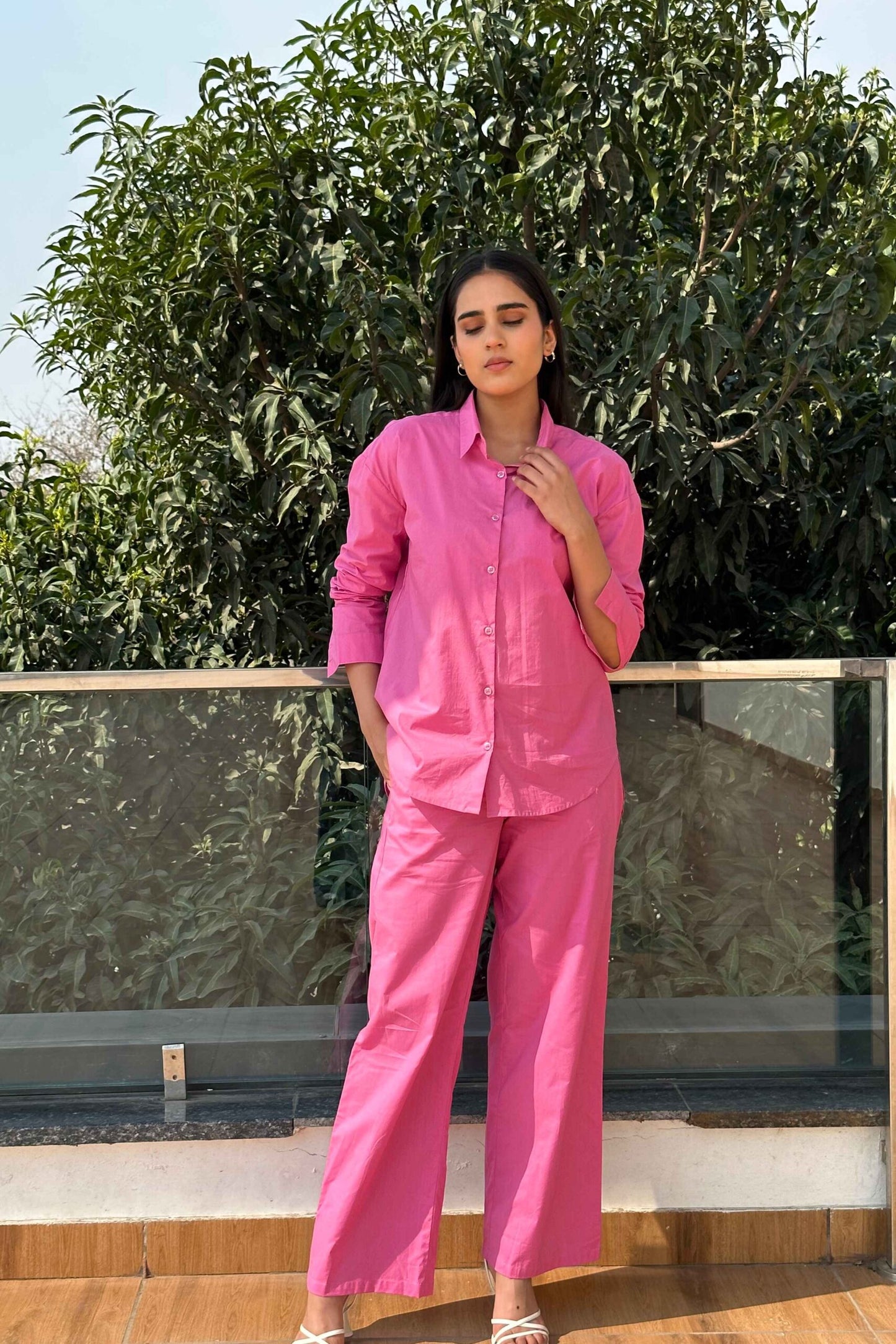 BREATHABLE - 100% Premium Cotton Co-ord set in Pink