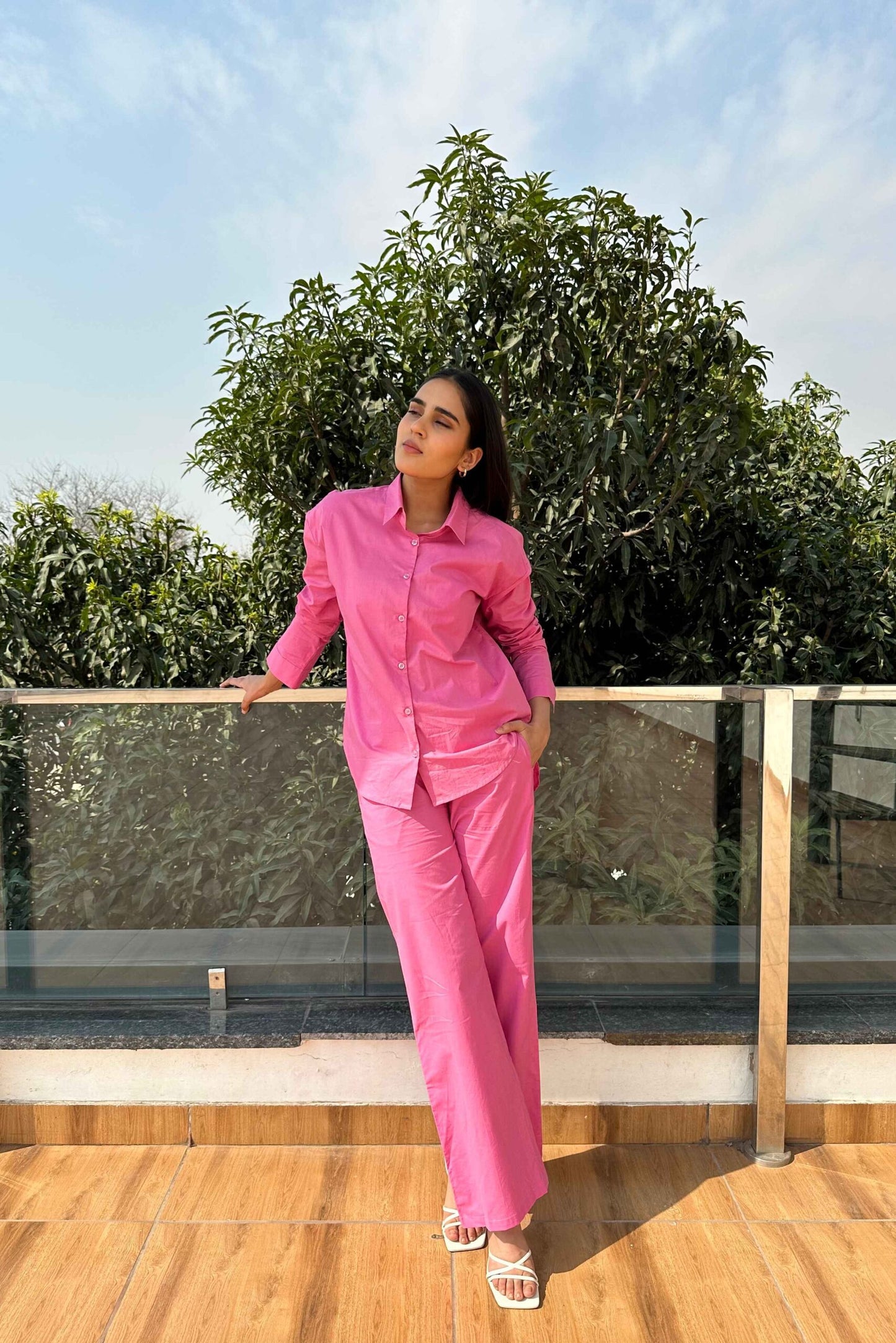 BREATHABLE - 100% Premium Cotton Co-ord set in Pink