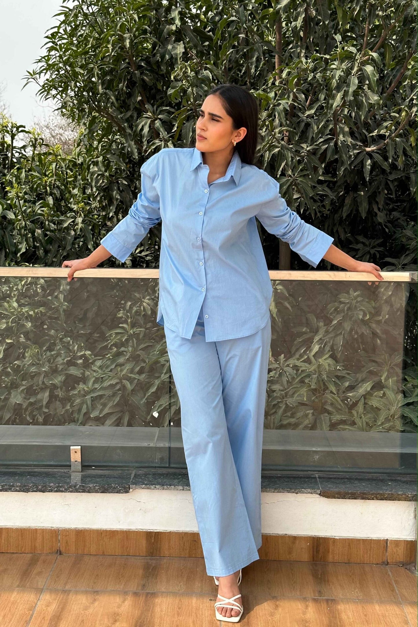 BREATHABLE - 100% Premium Cotton Co-Ord set in Sky Blue