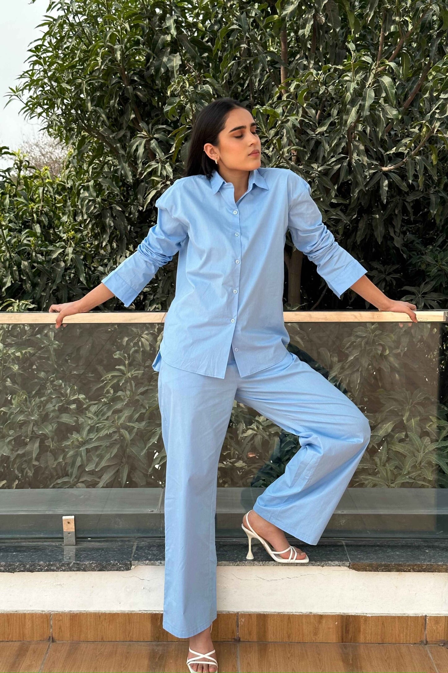 BREATHABLE - 100% Premium Cotton Co-Ord set in Sky Blue