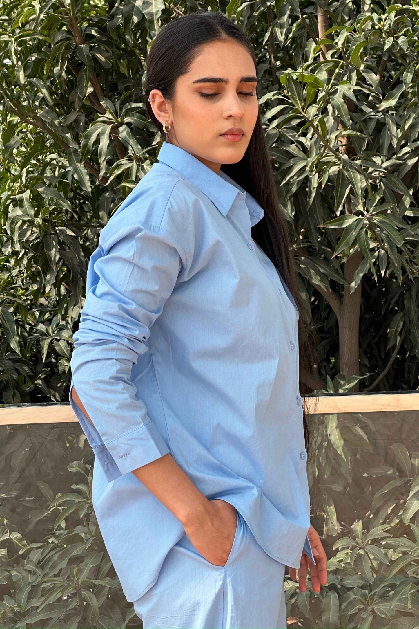 BREATHABLE - 100% Premium Cotton Co-Ord set in Sky Blue