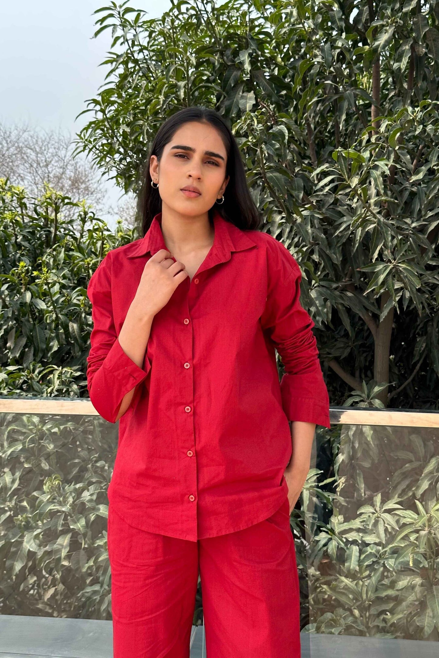 BREATHABLE – 100% Premium Cotton Co-ord set in Maroon