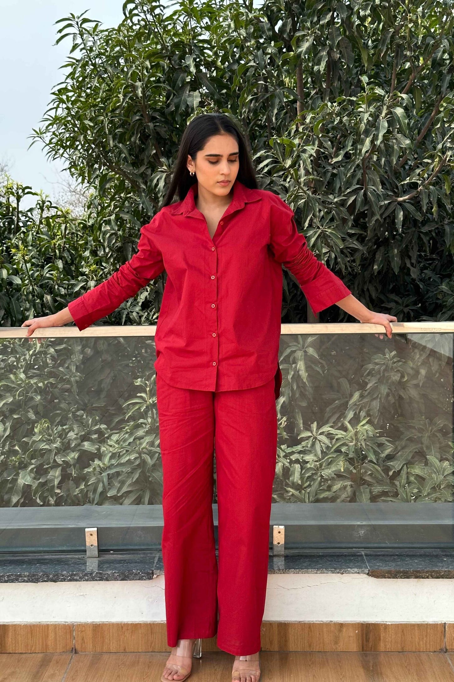 BREATHABLE – 100% Premium Cotton Co-ord set in Maroon