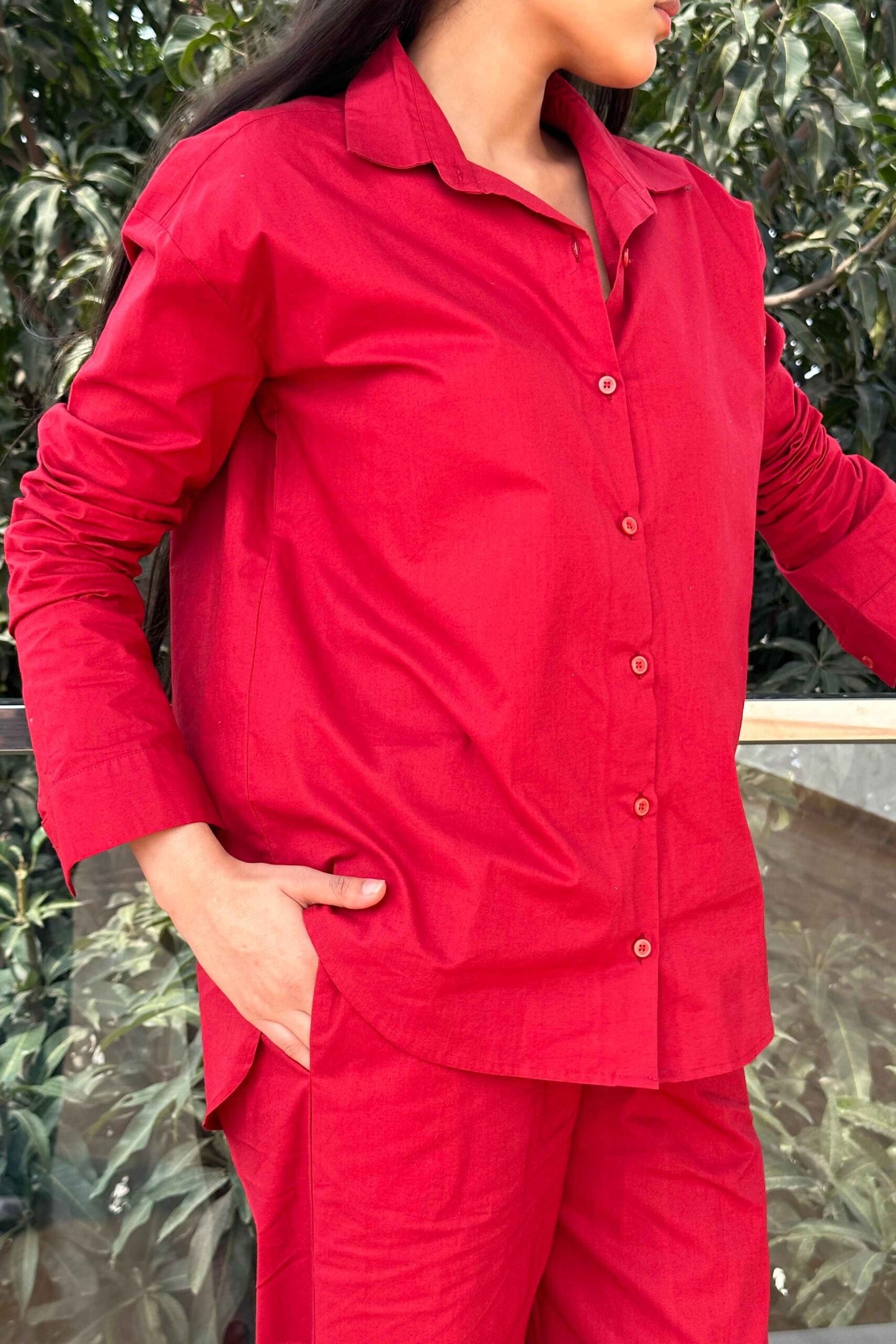 BREATHABLE – 100% Premium Cotton Co-ord set in Maroon