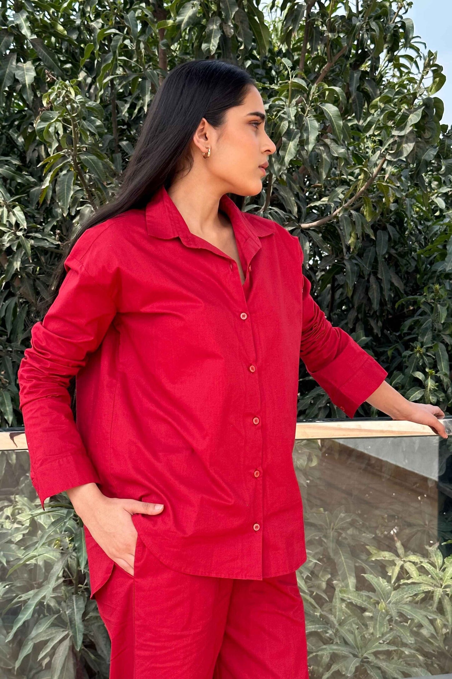 BREATHABLE – 100% Premium Cotton Co-ord set in Maroon