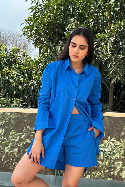 COMFORTABLE - 100% Premium Cotton Co-Ord set in Royal Blue