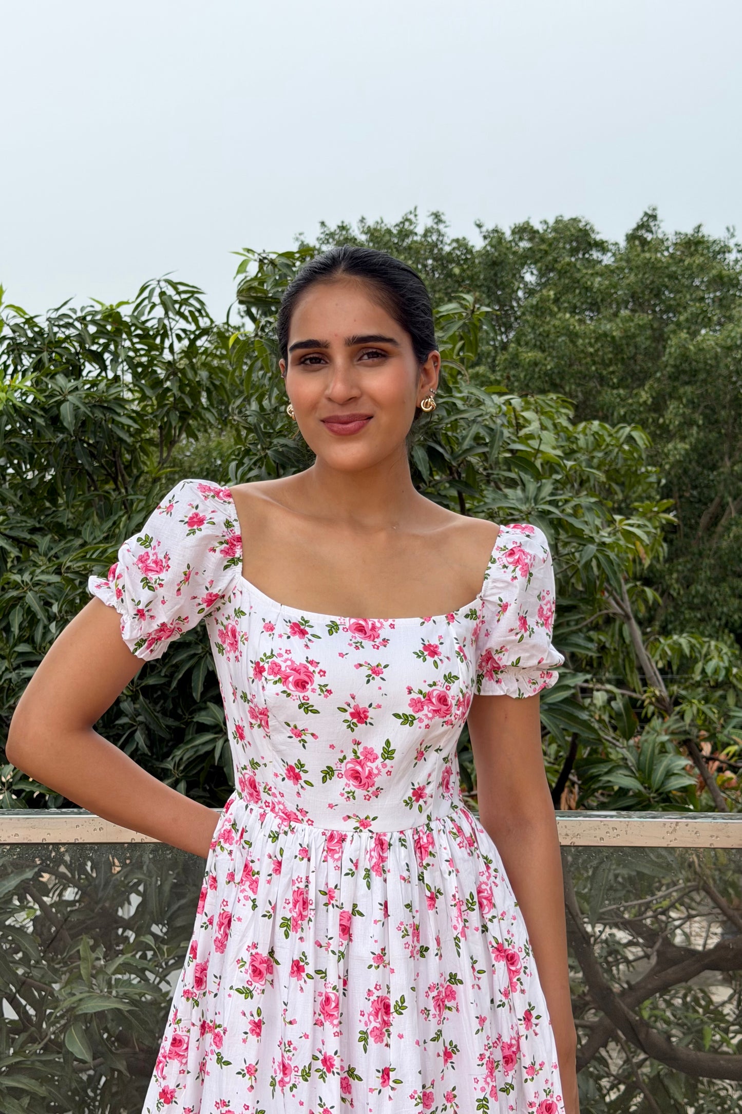 Cherry Blossom Cotton Midi Dress