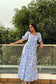 BLUE DAISY - Cotton Blue Print Flared Dress
