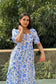 BLUE DAISY - Cotton Blue Print Flared Dress