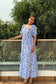 BLUE DAISY - Cotton Blue Print Flared Dress