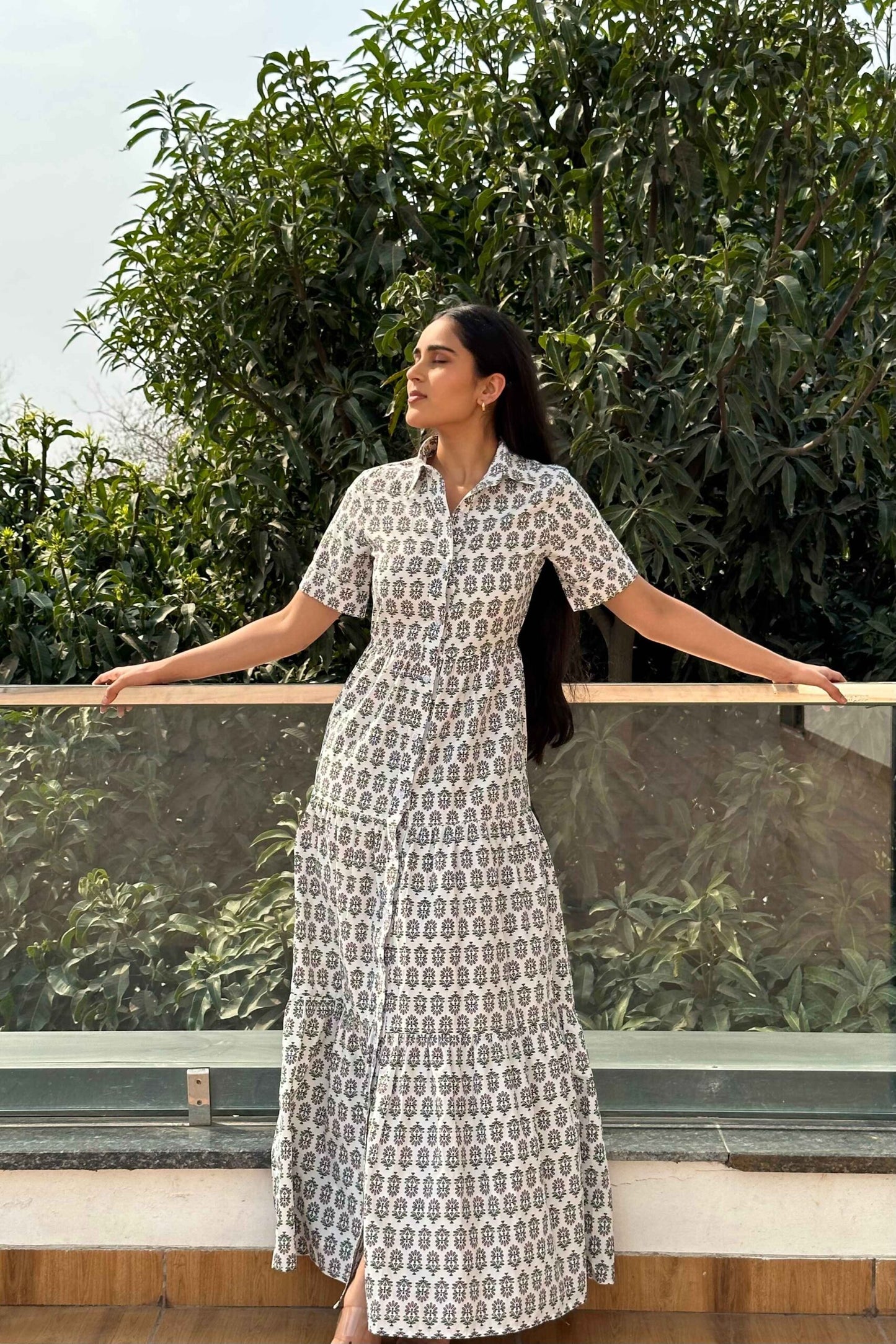 FLOW FREELY - Printed Cotton Shirt dress