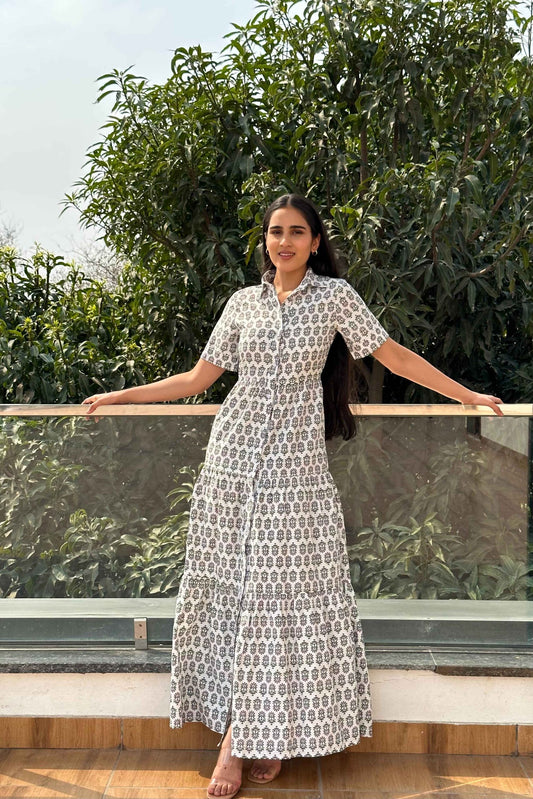 FLOW FREELY - Printed Cotton Shirt dress