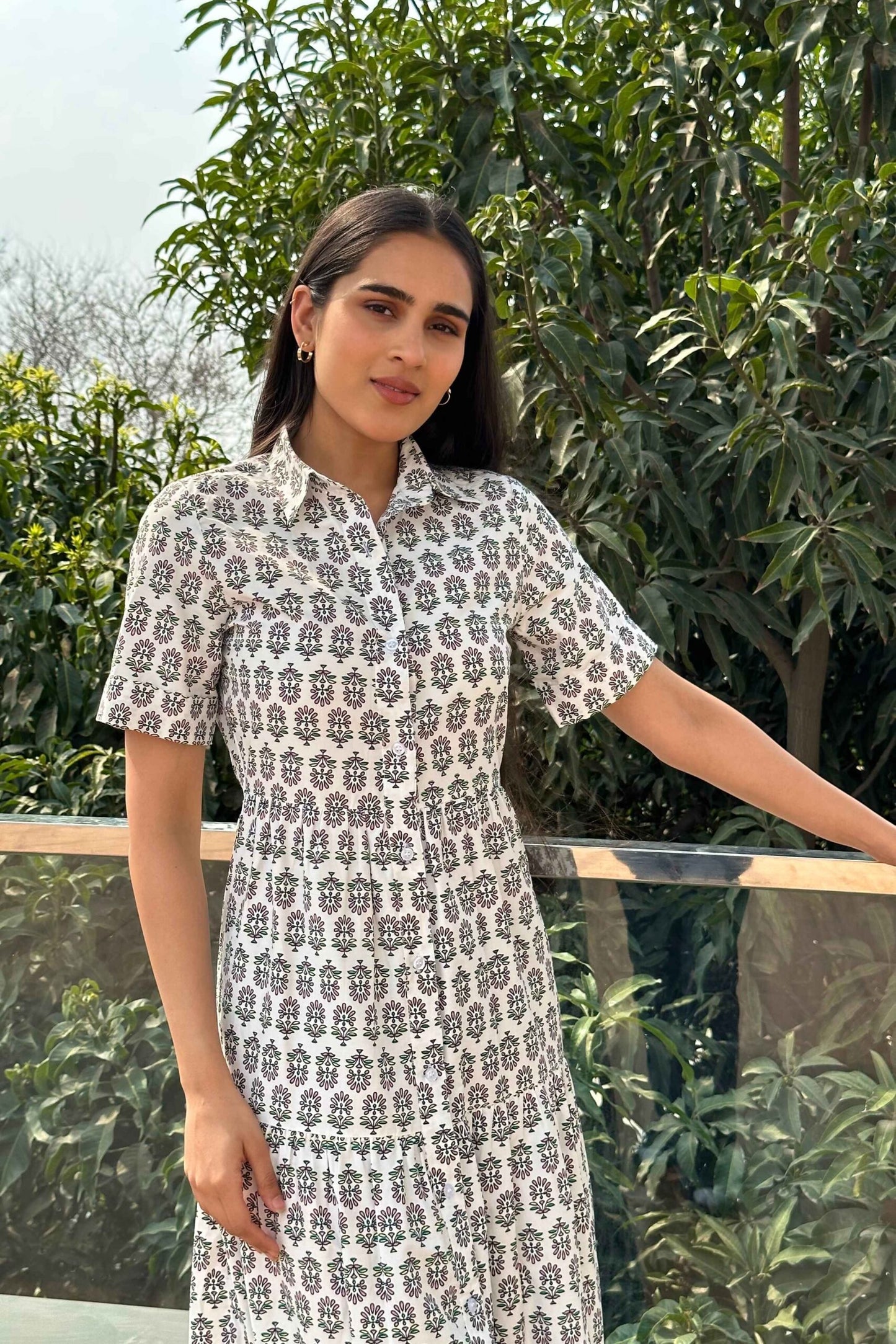 FLOW FREELY - Printed Cotton Shirt dress