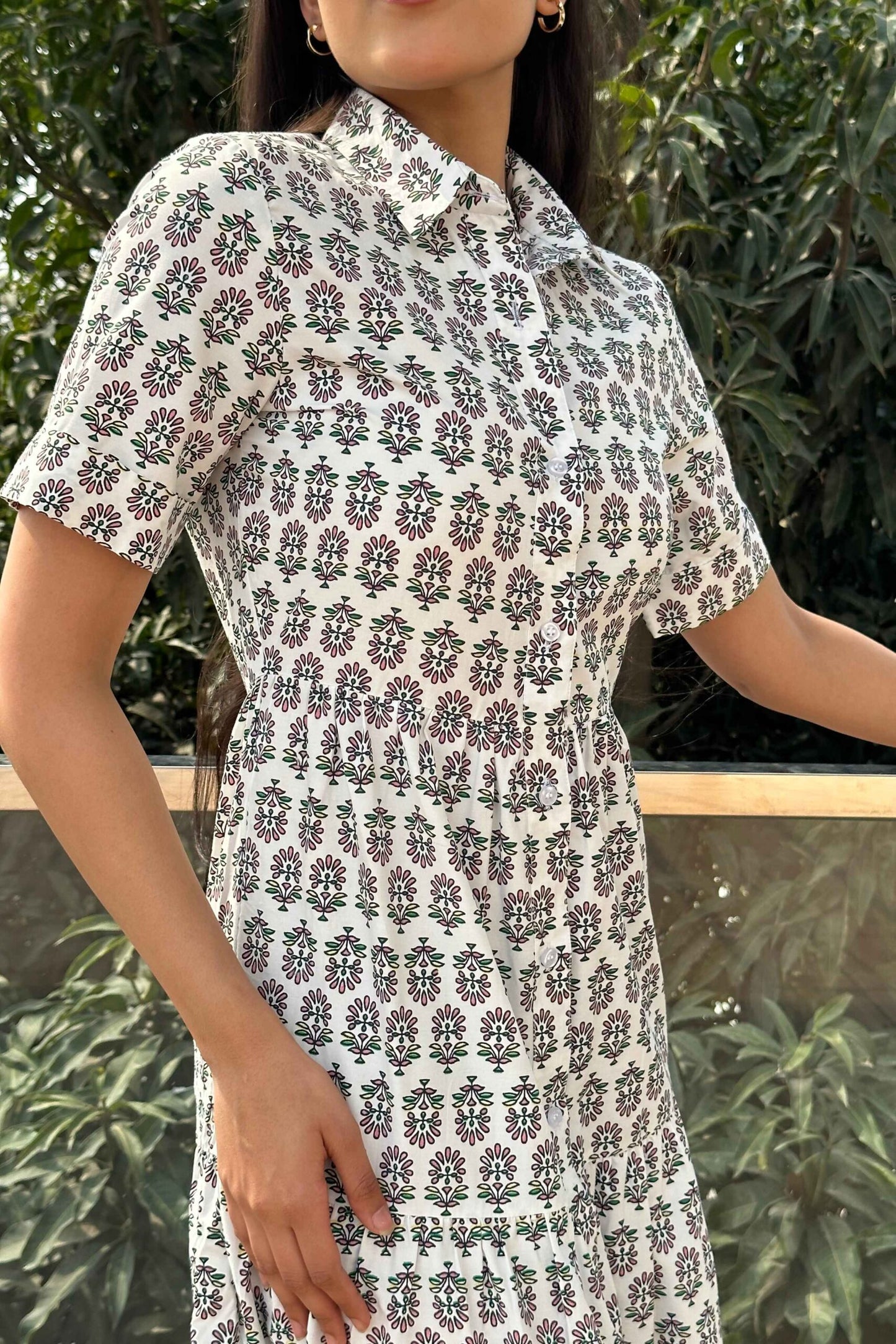 FLOW FREELY - Printed Cotton Shirt dress