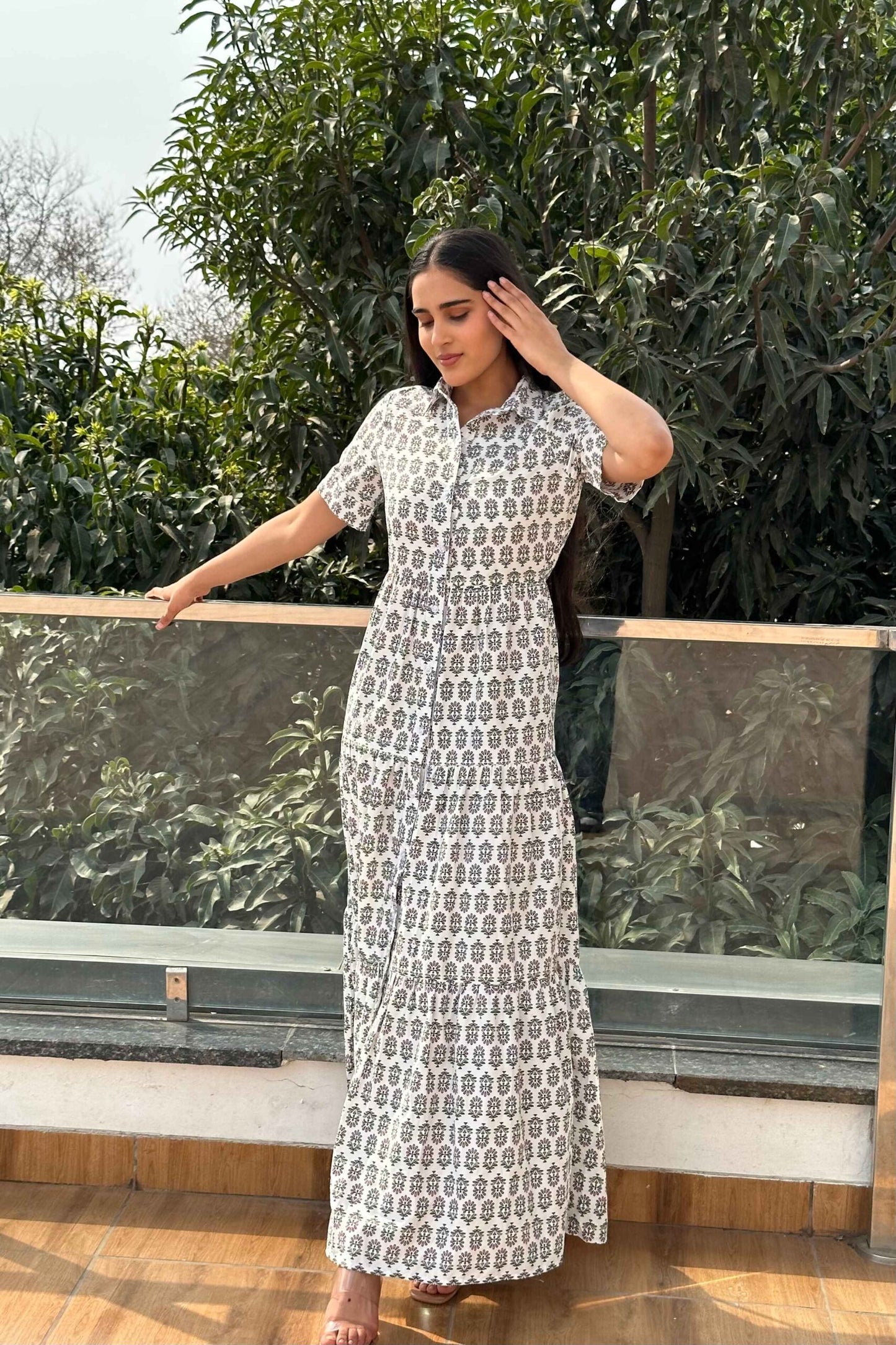 FLOW FREELY - Printed Cotton Shirt dress