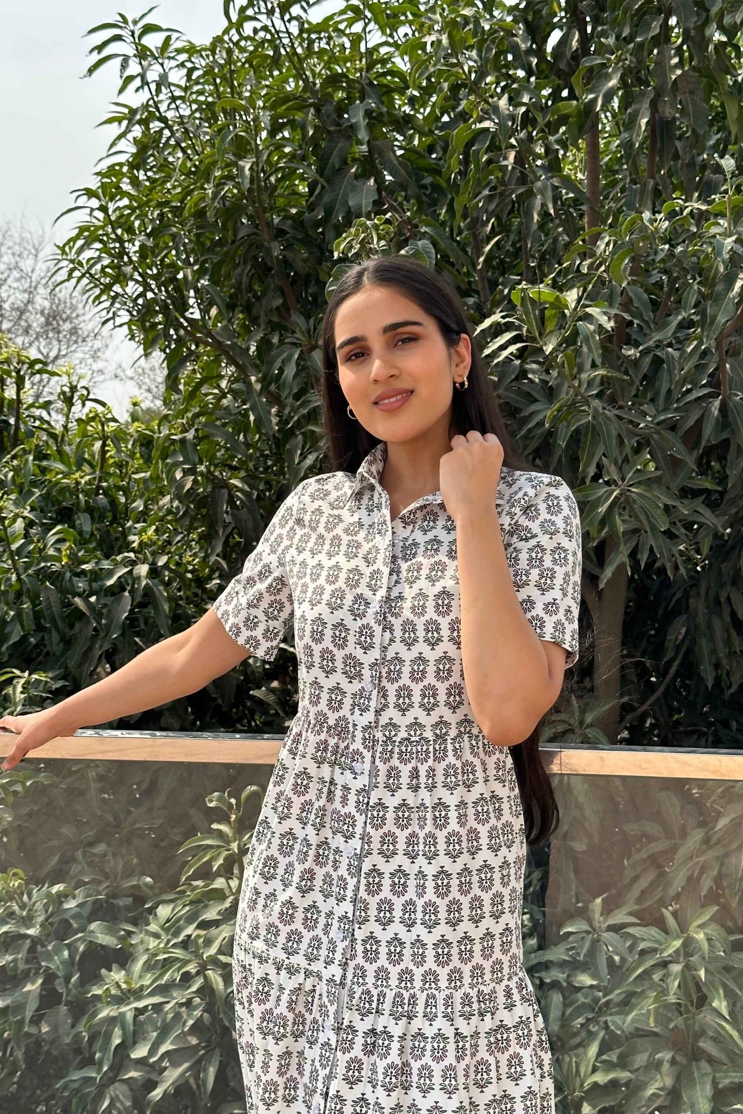 FLOW FREELY - Printed Cotton Shirt dress