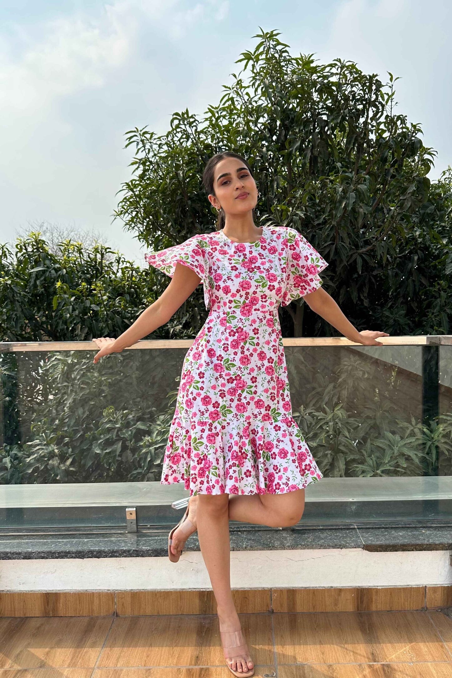 PEACHY DAY – 100% Cotton Print Dress