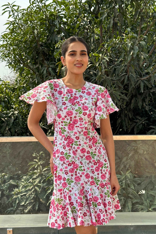 PEACHY DAY – 100% Cotton Print Dress