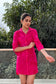 HOT SUMMER - Hot pink Tie up dress