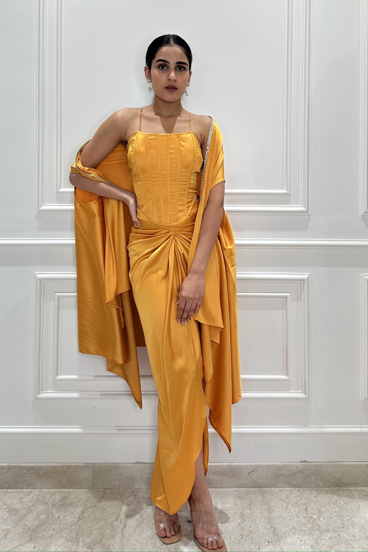 SHOW STOPPER - Corset top, draped skirt and a cape