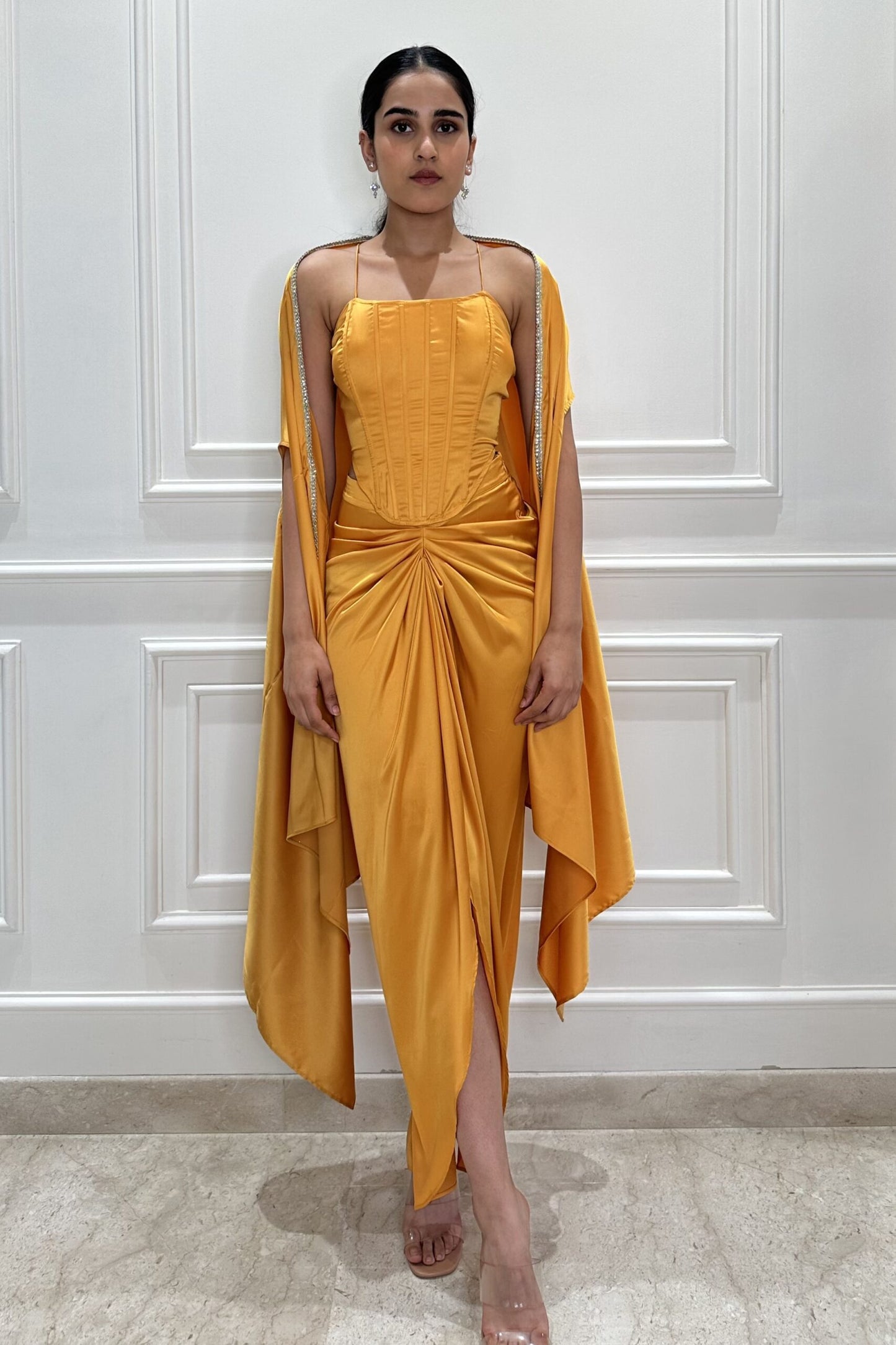 SHOW STOPPER - Corset top, draped skirt and a cape