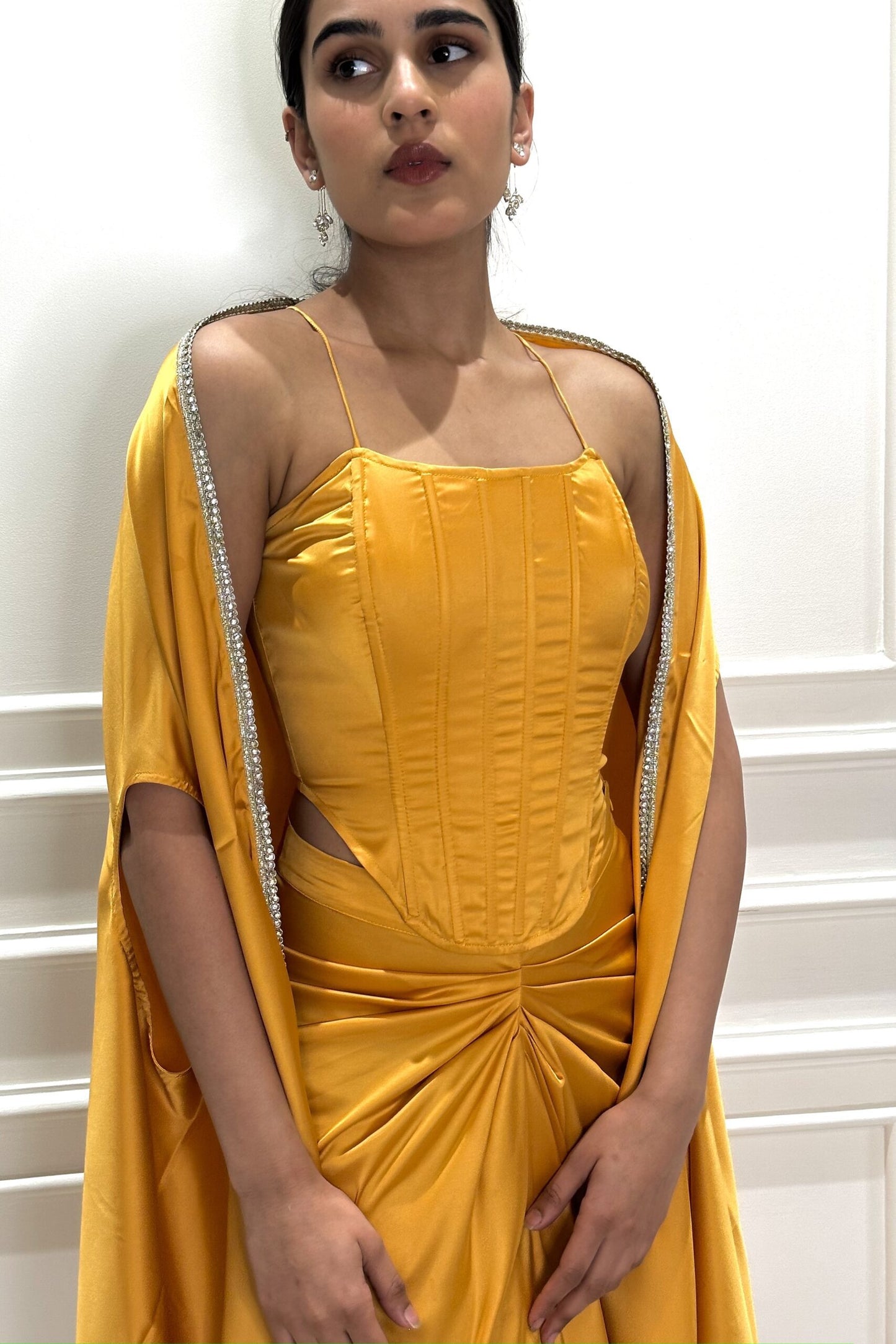 SHOW STOPPER - Corset top, draped skirt and a cape