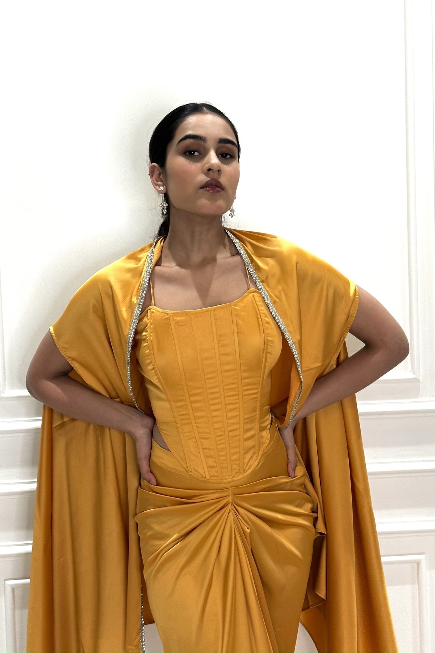 SHOW STOPPER - Corset top, draped skirt and a cape