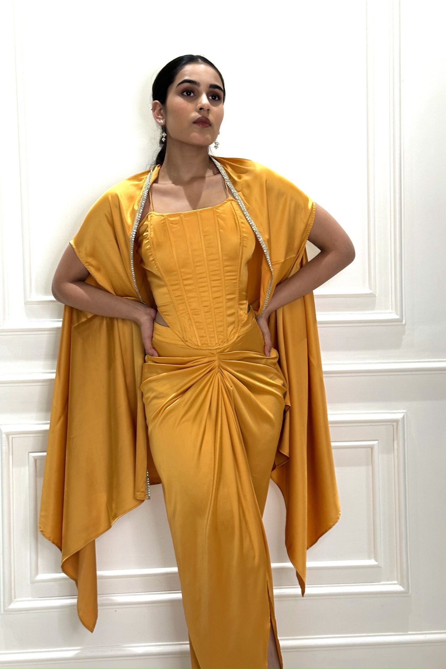 SHOW STOPPER - Corset top, draped skirt and a cape