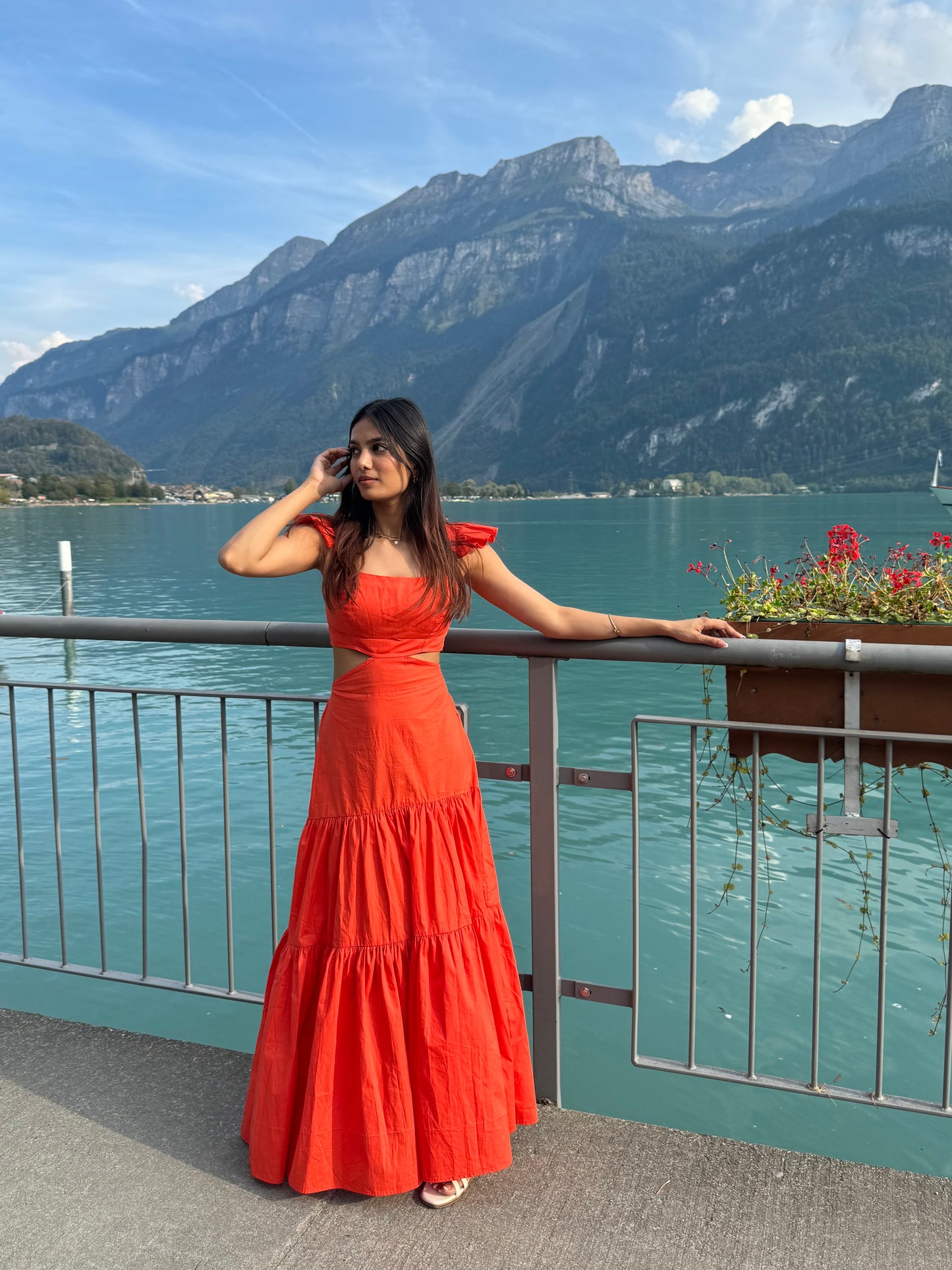 AILSA - Orange Flared Dress