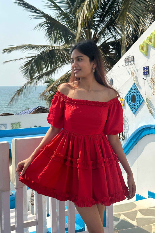 Nia - 100% Cotton flared dress