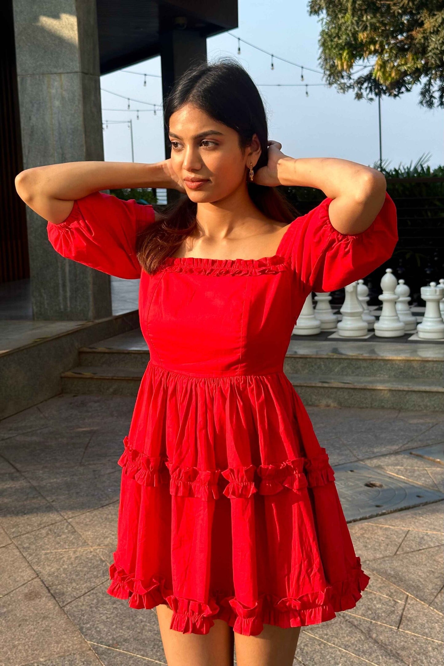 Nia - 100% Cotton flared dress