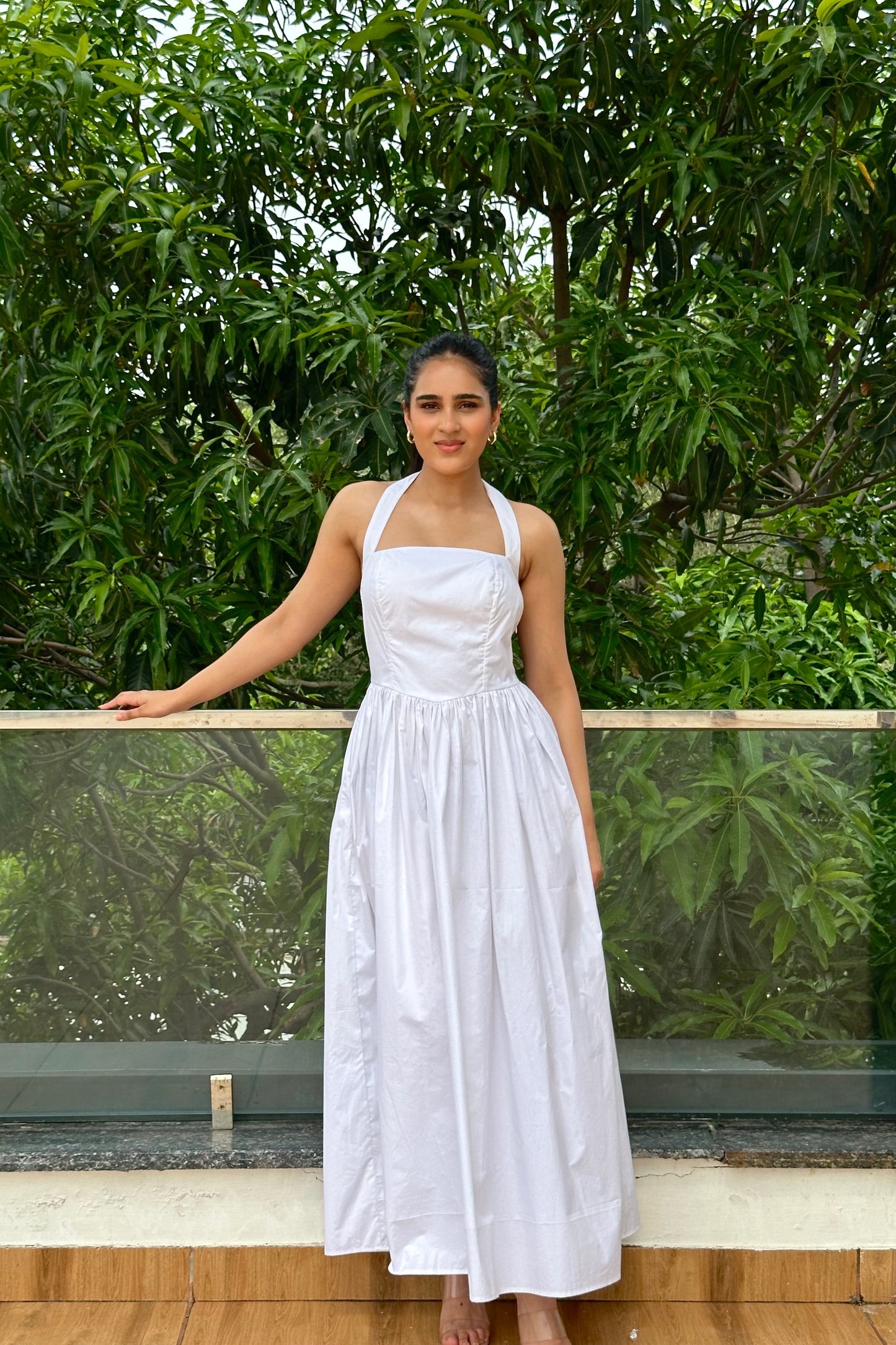 Diana white halter-neck dress