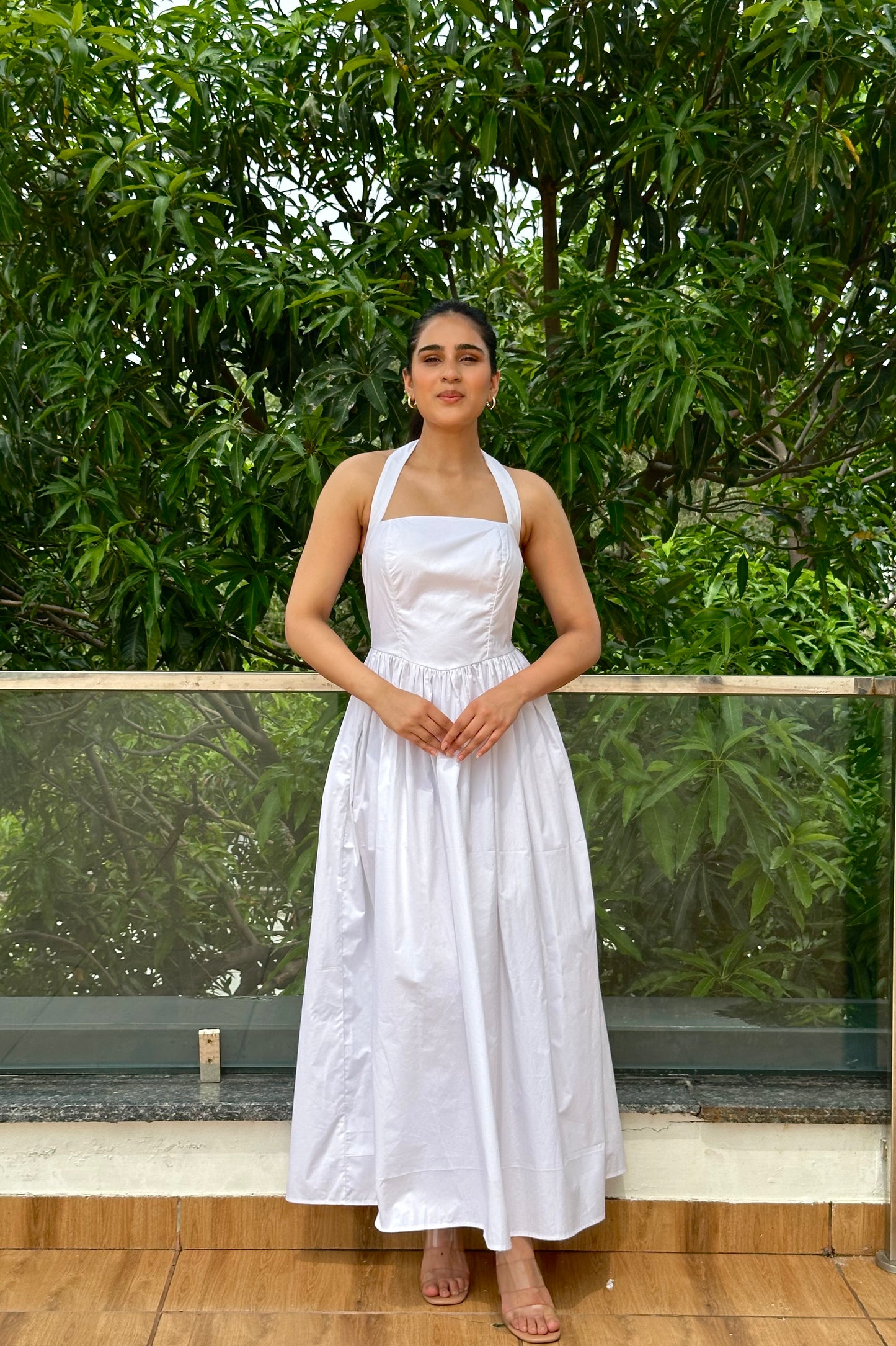 Diana white halter-neck dress