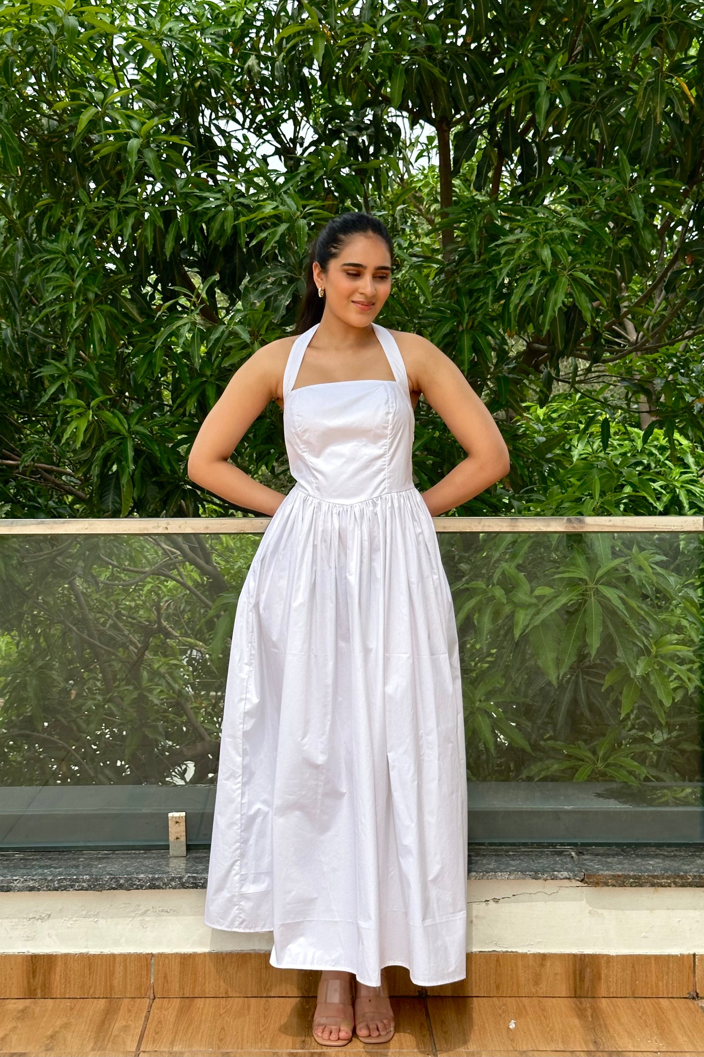 Diana white halter-neck dress