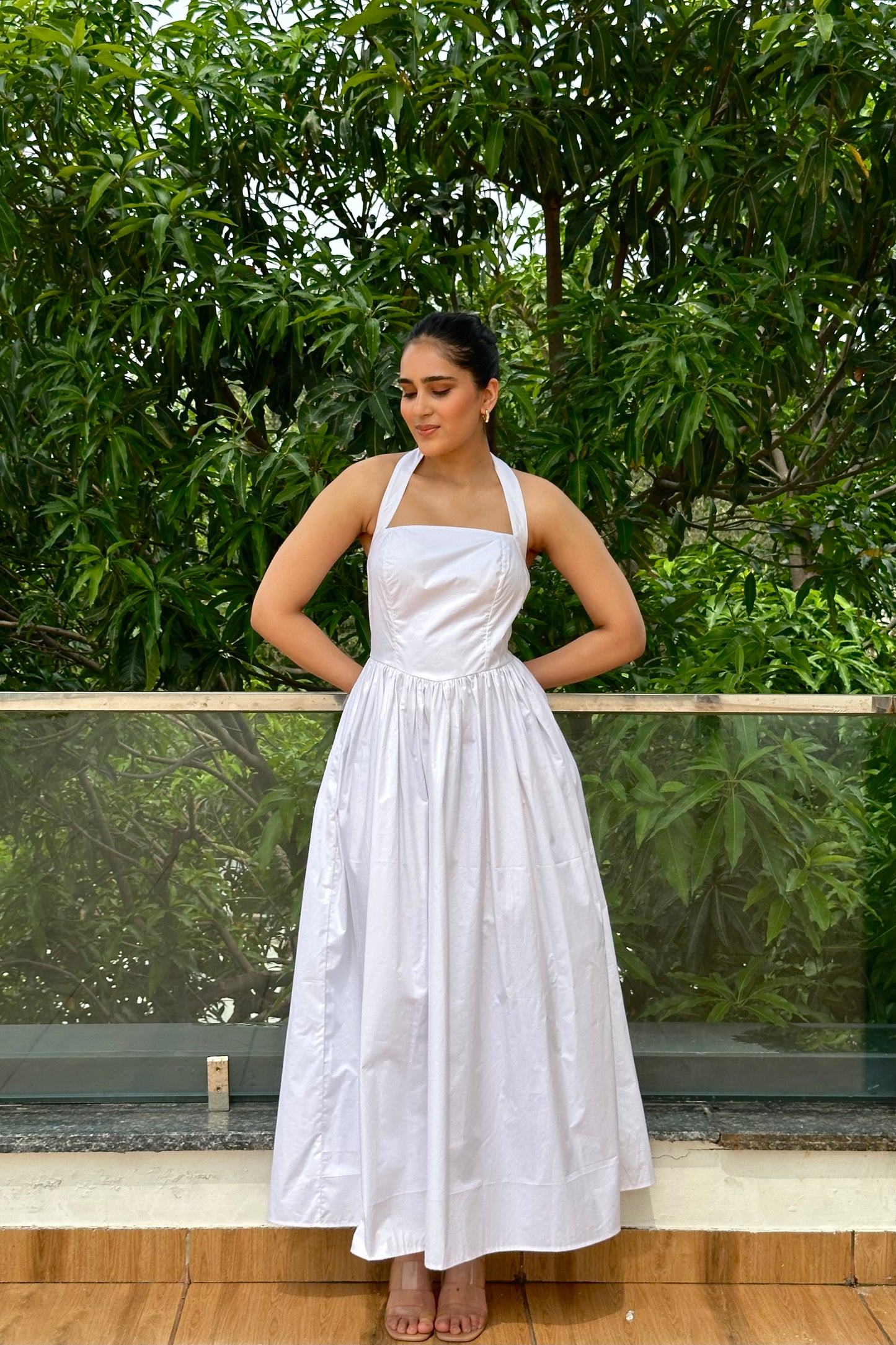 Diana white halter-neck dress