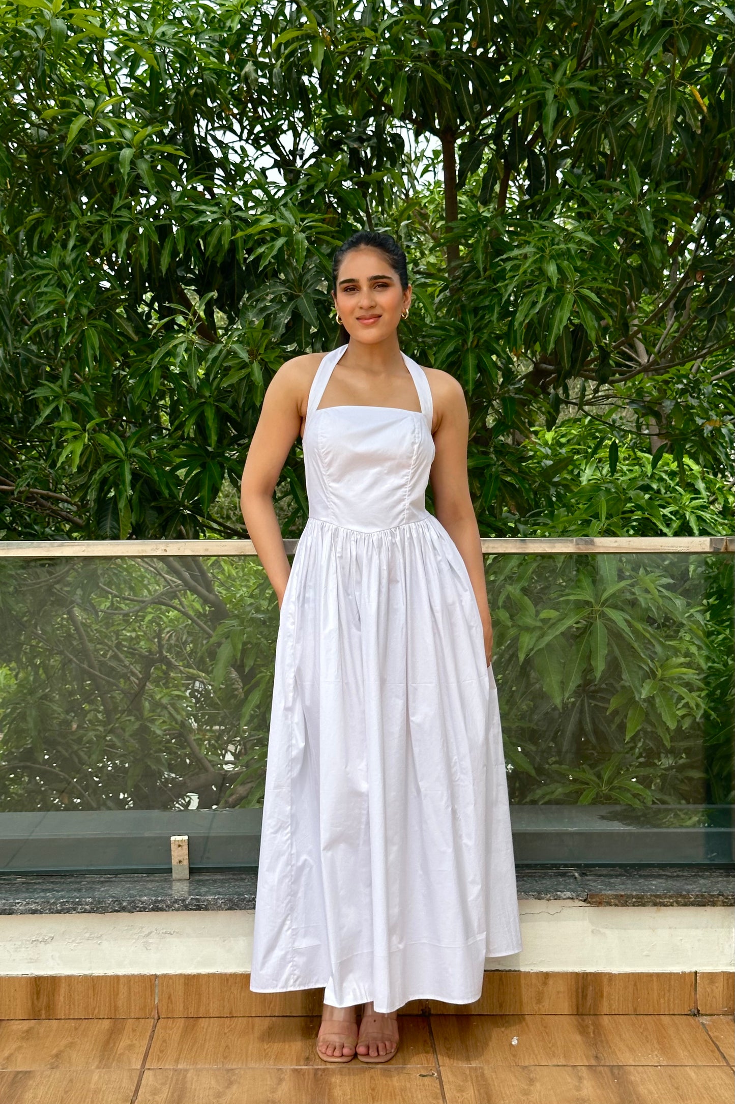 Diana white halter-neck dress